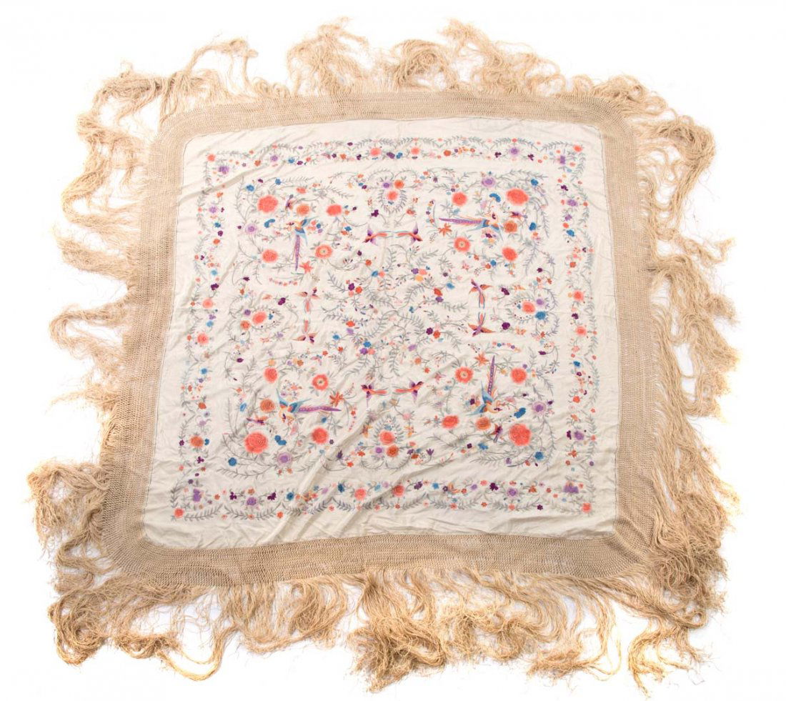 Chinese Export silk piano shawl (1 of 5)