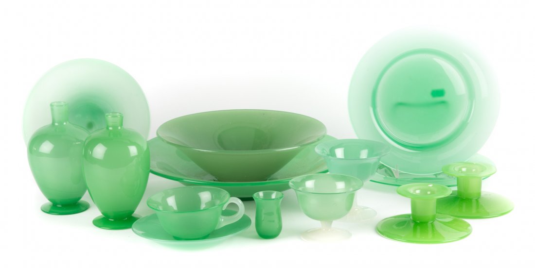 13 pieces of Steuben jade glass (1 of 5)