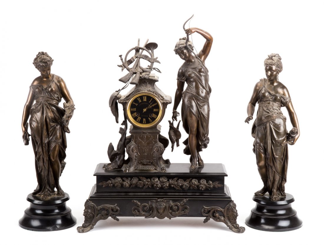 Classical style figural clock garniture (1 of 7)