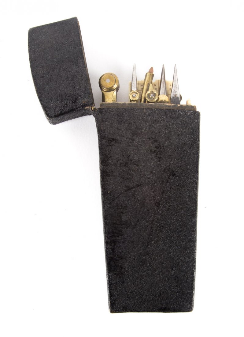 Antique shark skin drafting tool case and tools (1 of 4)