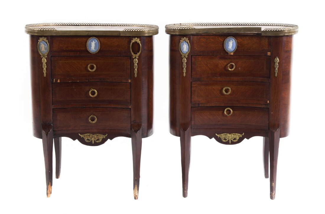 Pair of French style mahogany commodes (1 of 7)