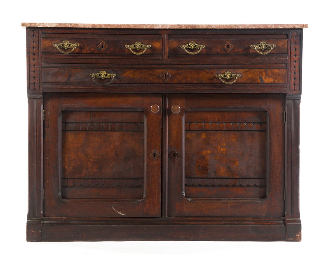 American Eastlake walnut & marble top server (1 of 6)