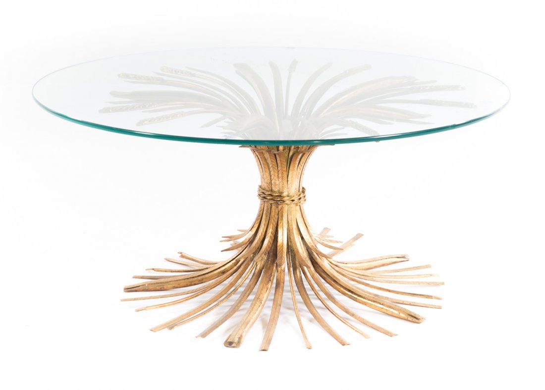 Italian glass and gilt metal round coffee table (1 of 5)