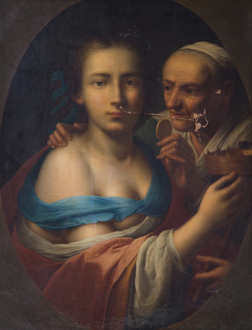 Continental School, 18th c. Virtue and Vice, oil (1 of 4)