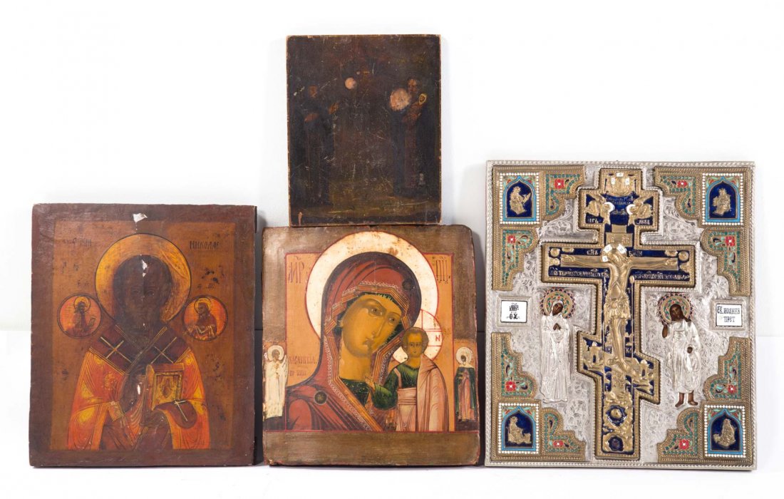 Four 19th/20th c. assorted Russian icons (1 of 8)