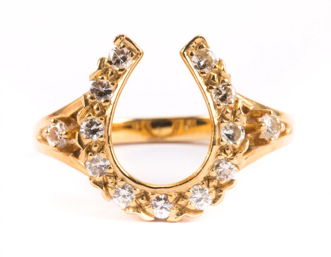 A Lady's Gold Diamond Horseshoe Ring (1 of 4)