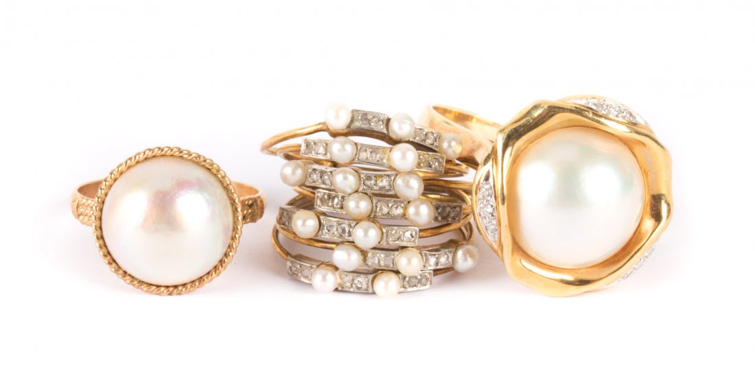 A Trio of Lady's Pearl Rings (1 of 6)