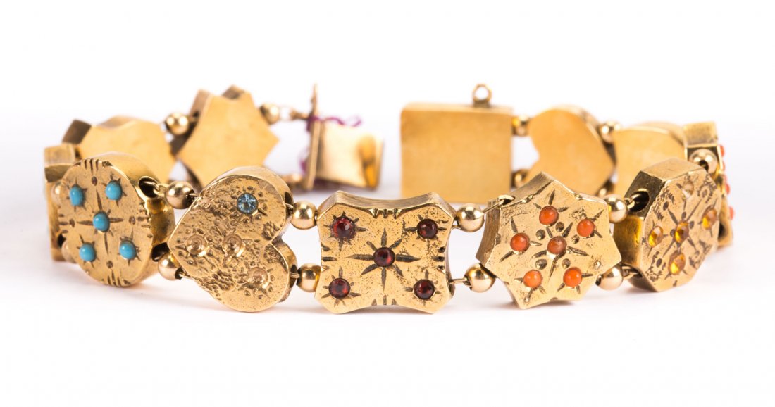 A Slide Bracelet with Gemstones in 14K Gold (1 of 3)