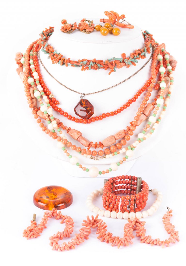 A Collection of Coral and Amber Necklaces (1 of 5)