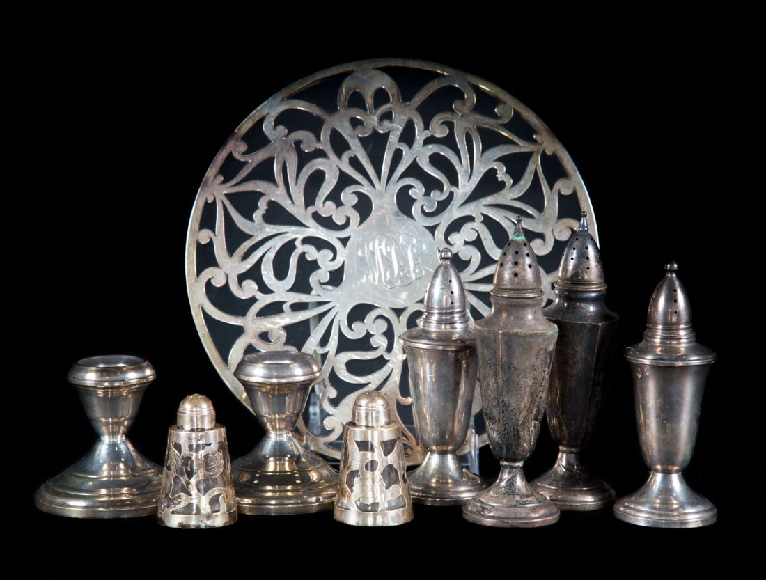 Group of weighted sterling silver table items (1 of 4)