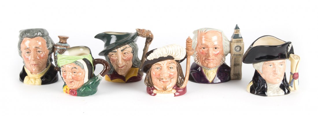 Six Royal Doulton china miniature character jugs (1 of 5)
