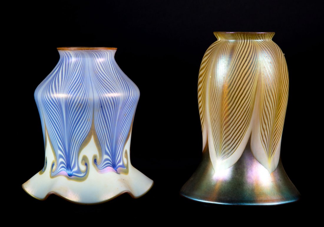 Two opalescent art glass shades (1 of 6)