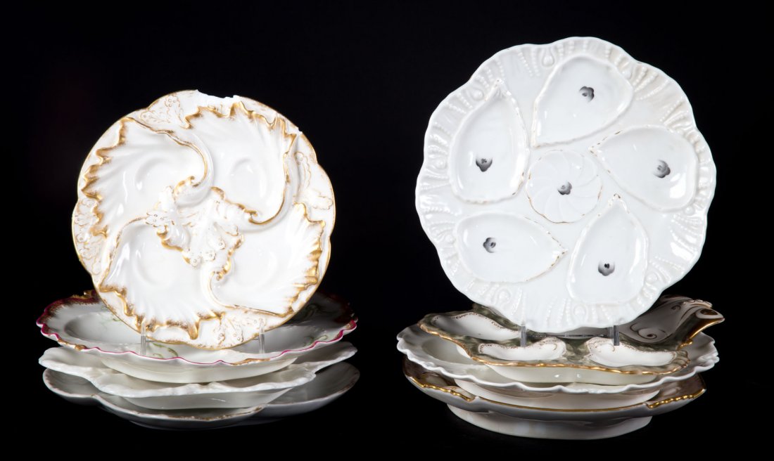 Eight Limoges china oyster plates (1 of 7)