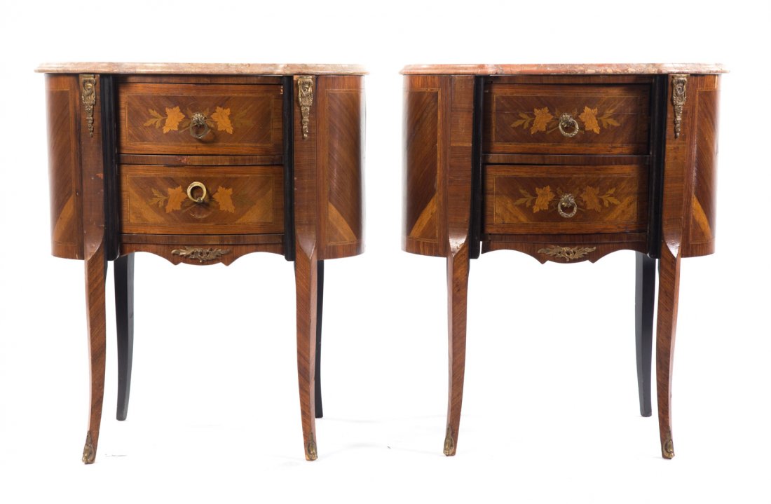 Pair of Louis XV style marquetry tables du noir (1 of 5)
