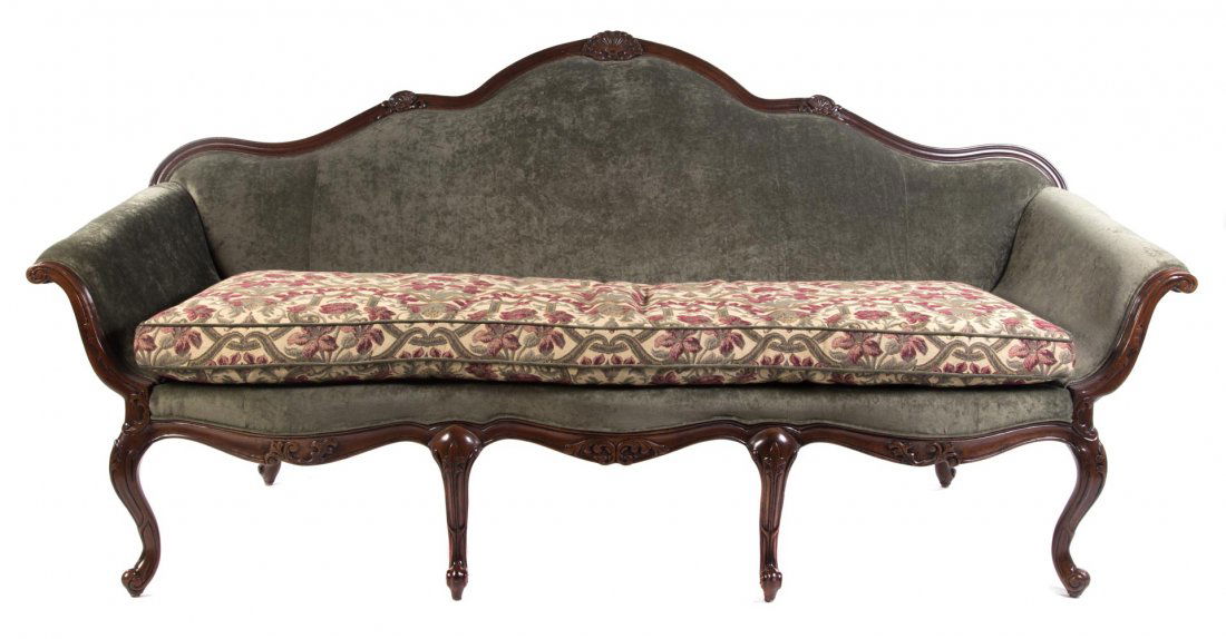 Italian Rococo style upholstered settee (1 of 6)