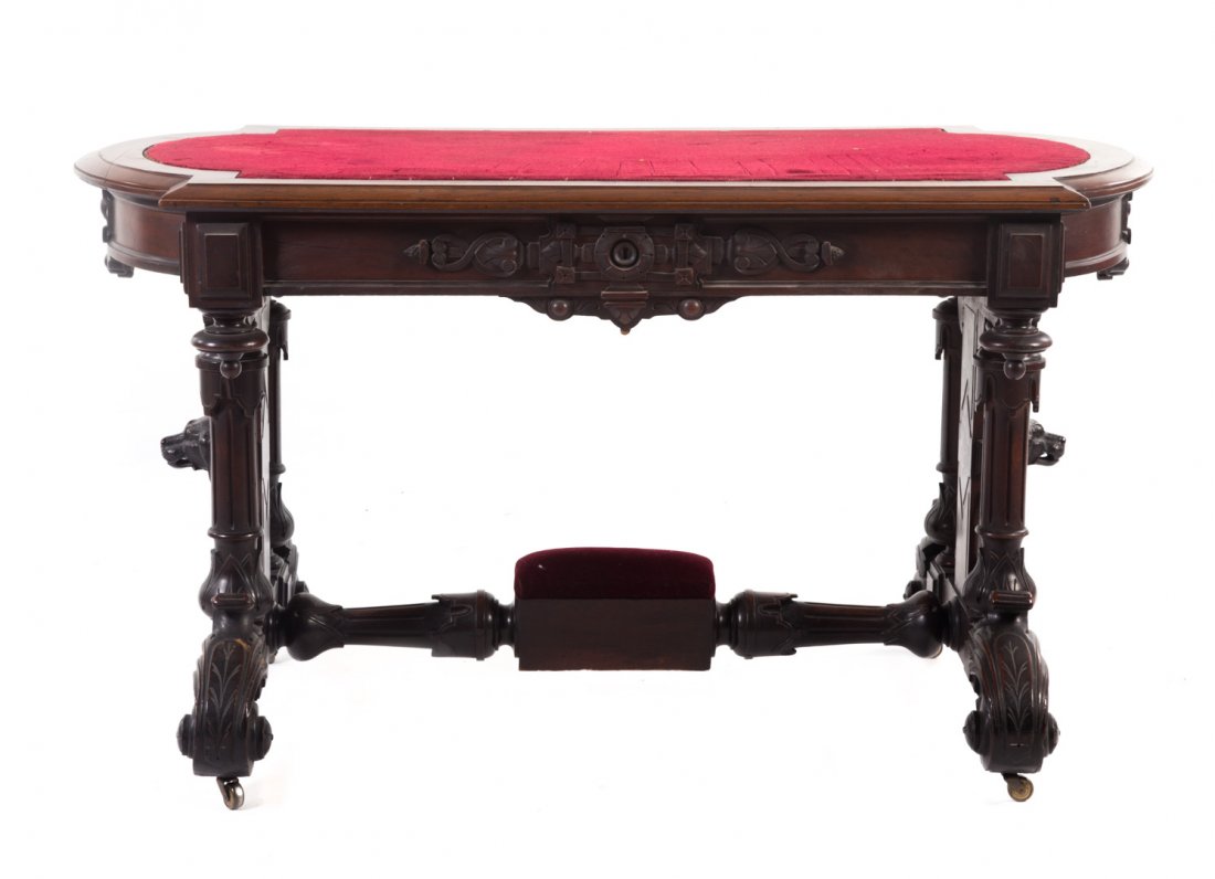 American Renaissance Revival walnut desk (1 of 7)
