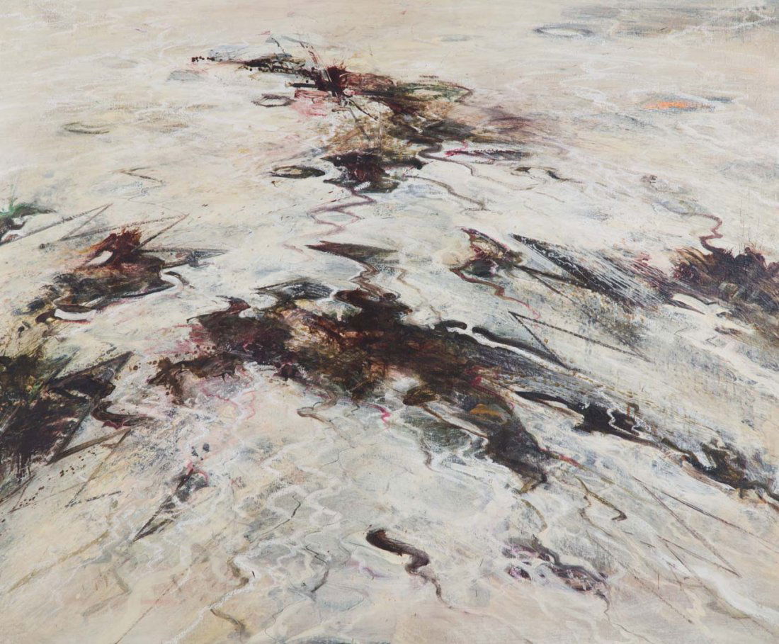 John E. Alexander. Untitled, oil on canvas: (American, b. 1945). Signed "John Alexander" on verso, 42 x 50 in., framed