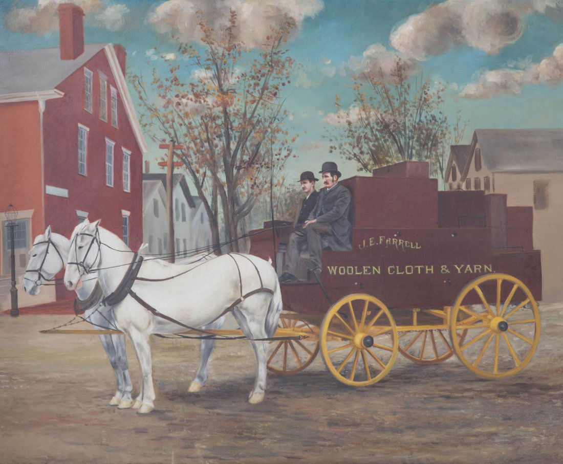 American School, 20th c. Merchant's Wagon, oil (1 of 4)