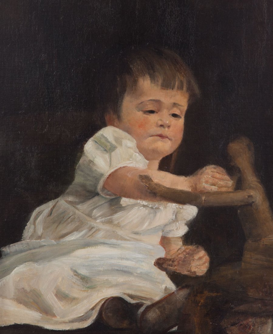 American School, late 19th c. Child Playing, oil (1 of 4)