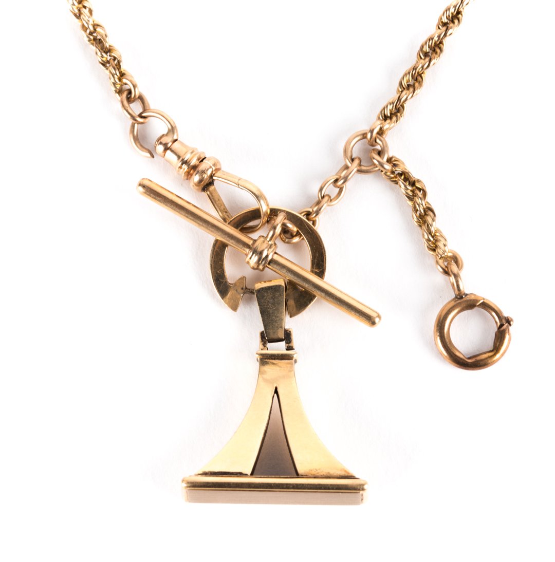 An Abstract Pendant & Pocket Watch Chain in Gold (1 of 5)