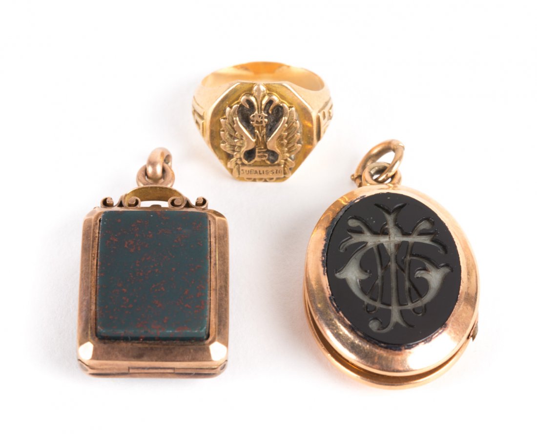 A Pair of Victorian Lockets and Gold Ring (1 of 6)