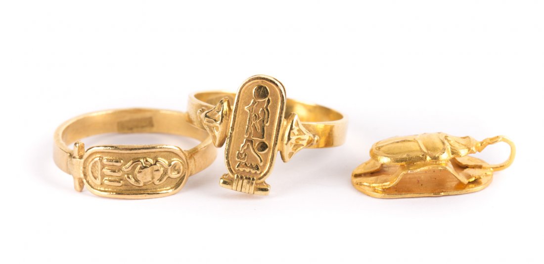 Three Gold Egyptian Inspired Items of Jewelry (1 of 7)