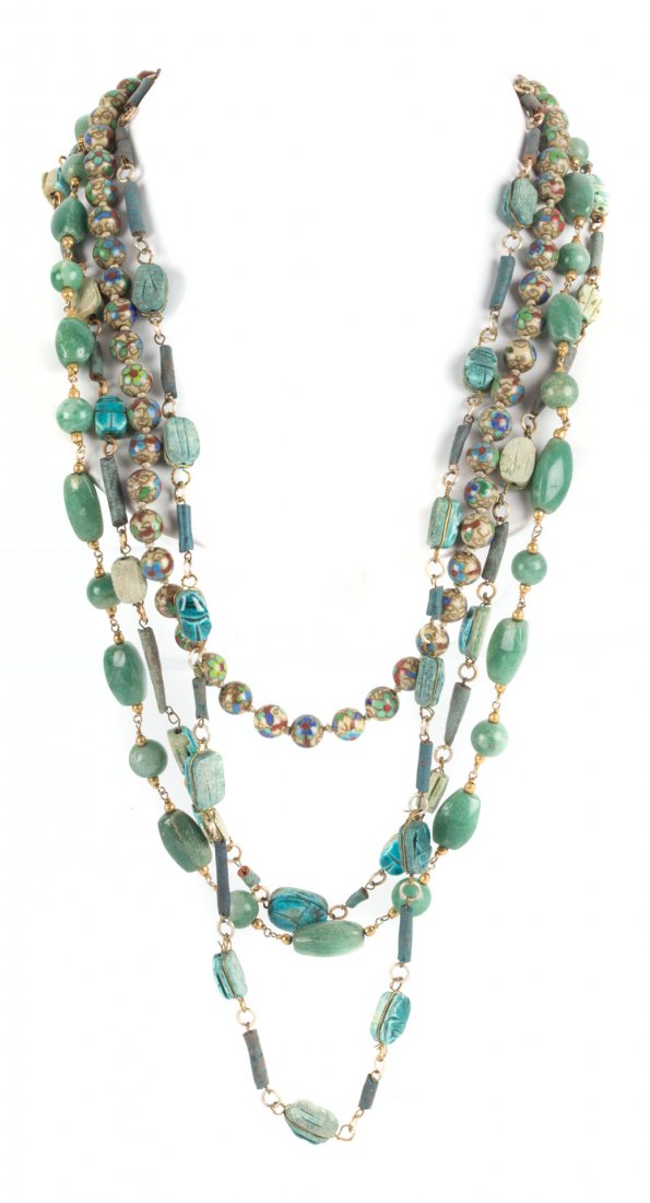 A Collection of Green and Blue Beaded Necklaces (1 of 4)
