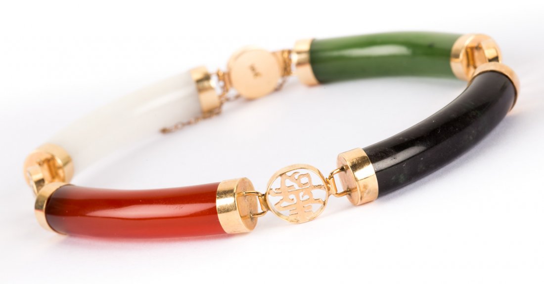 A Multi Colored Jade Bracelet in 14K Gold (1 of 3)
