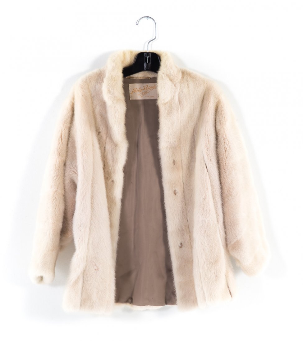 A Lady's Ivory Mink Jacket: Mink, by Philip Reiner Furs, dolman sleeve, size large