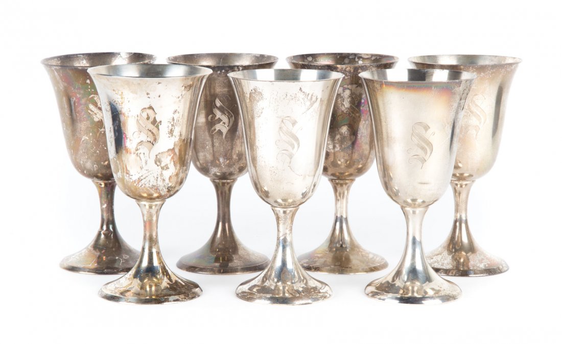 Set of 5 Stieff sterling silver goblets (1 of 5)