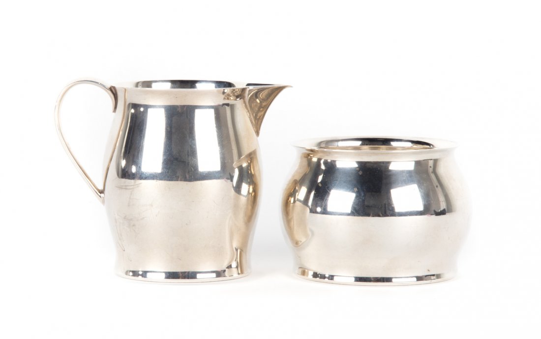 Revere style sterling cream pitcher & sugar bowl (1 of 5)