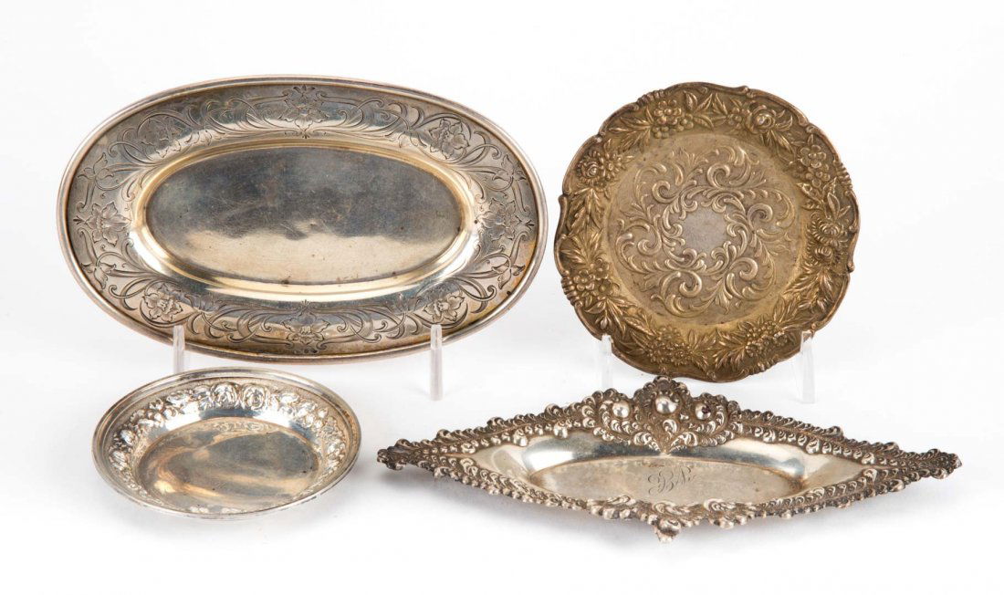 Four assorted sterling silver pin trays (1 of 4)