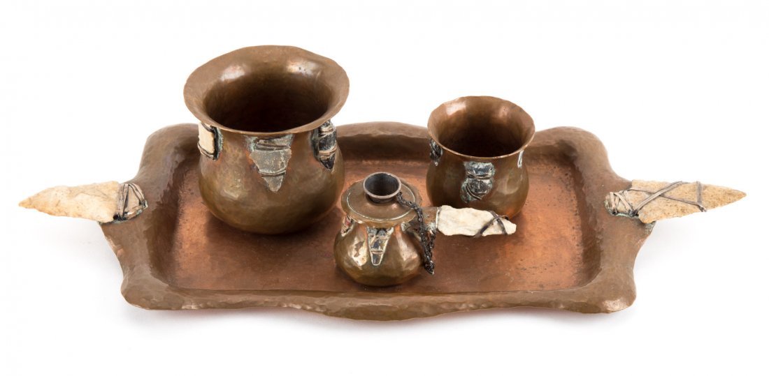 Arts and Crafts four piece copper desk set (1 of 3)