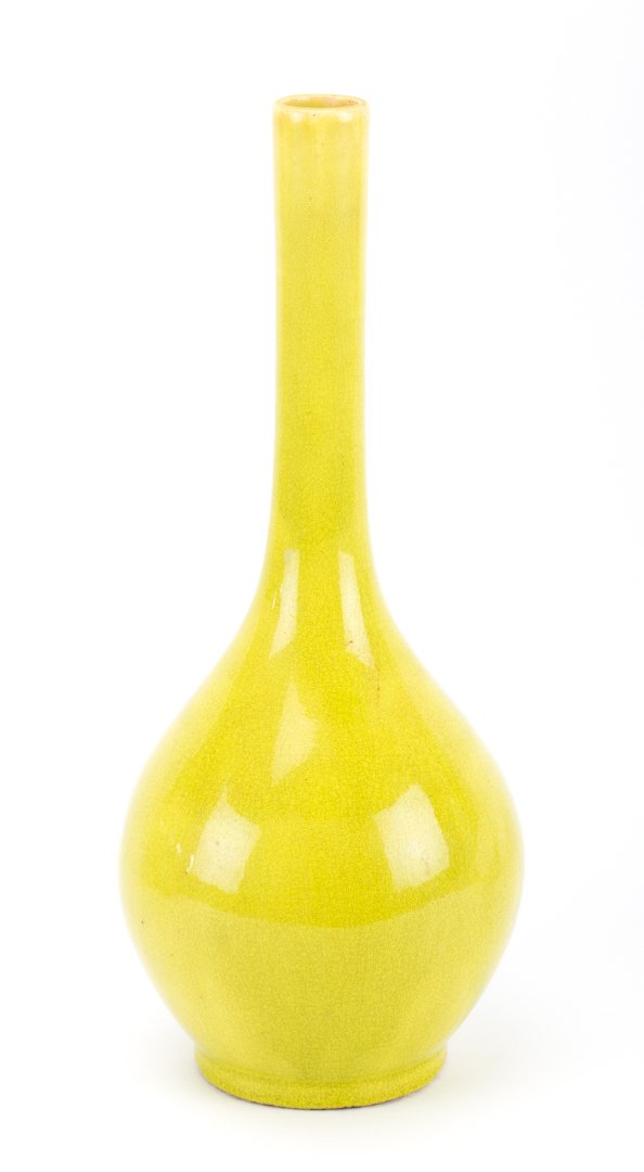 Chinese yellow monochrome porcelain bottle vase (1 of 4)
