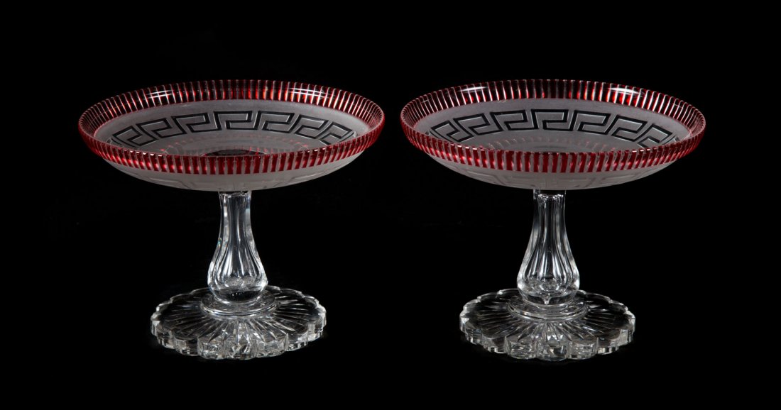 Pair Anglo-Irish cut glass compotes (1 of 4)
