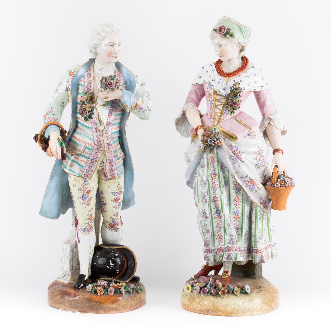Pair of large German porcelain flower gatherers (1 of 6)