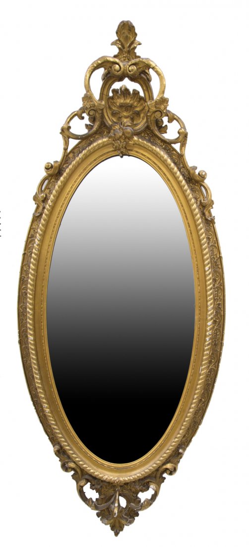 American Rococo Revival giltwood oval mirror (1 of 5)