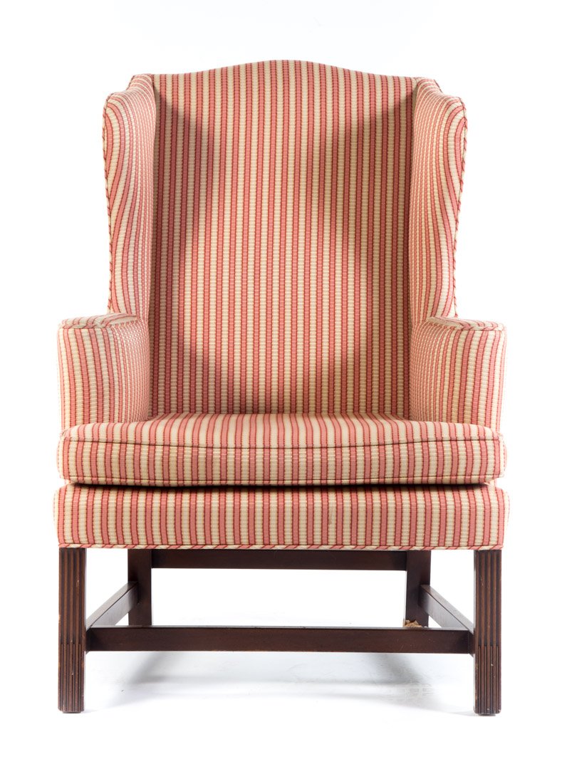 Chippendale style mahogany upholstered wing chair (1 of 5)