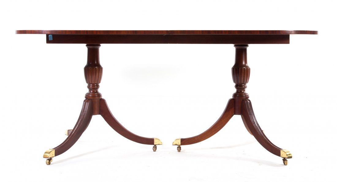 George III style inlaid mahogany dining table (1 of 4)