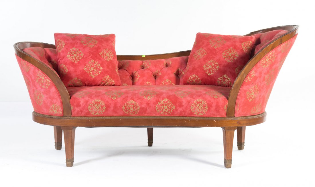 Biedermeier style brass & walnut chaise lounge (1 of 3)