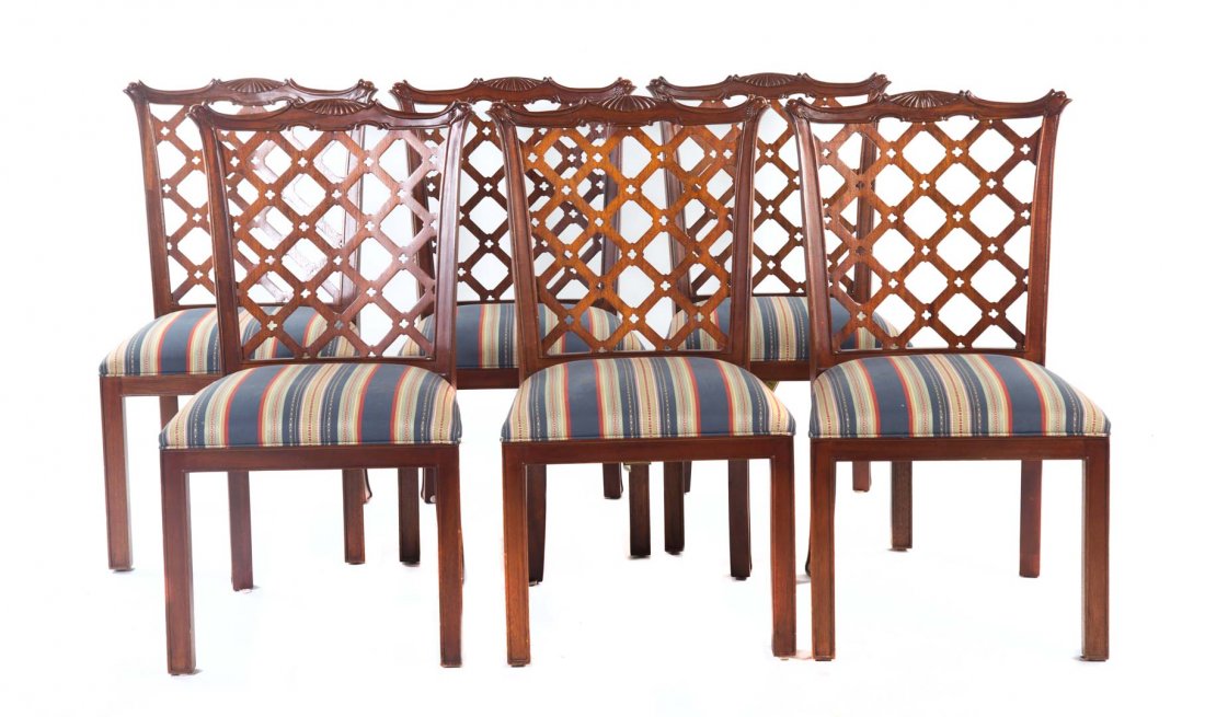 Six Chinese Chippendale style mahogany chairs (1 of 4)