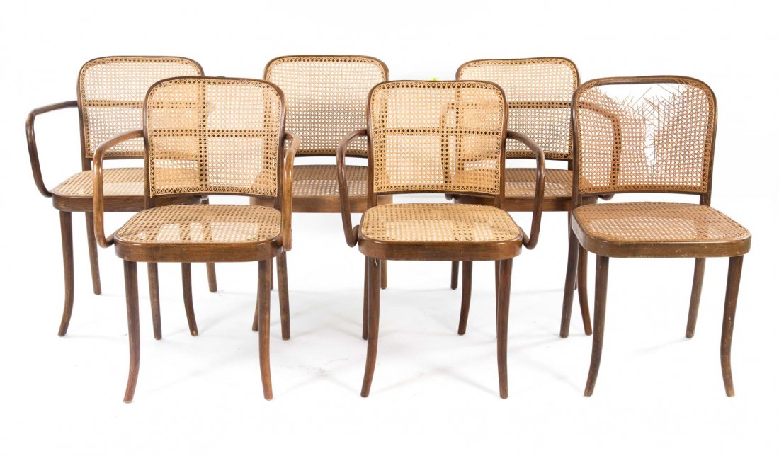 Six mid-century caned bentwood Prague chairs (1 of 4)