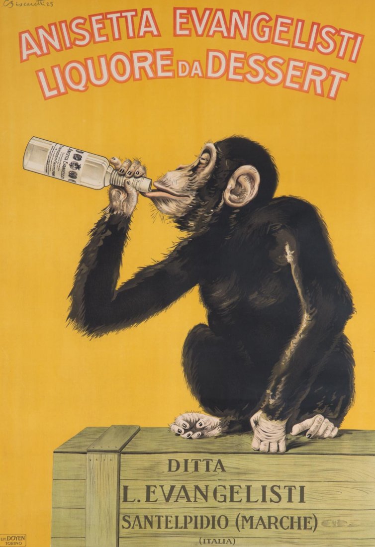 Carlo Biscaretti. "Anisetta Evangelisti," litho (1 of 4)