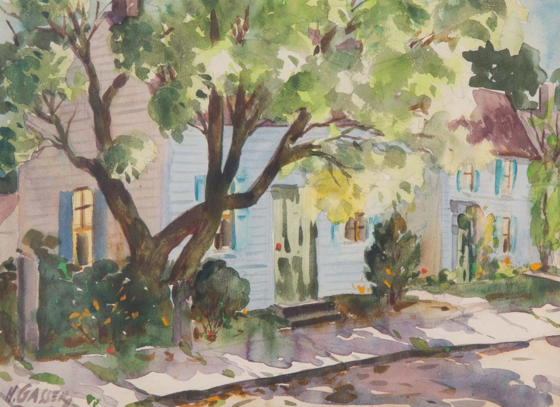 Henry Gasser. Street in Springtime, watercolor (1 of 4)