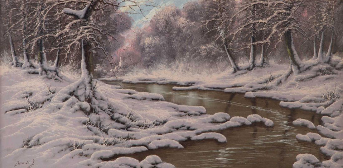 Joseph Dande. Winter Stream, oil on canvas (1 of 5)