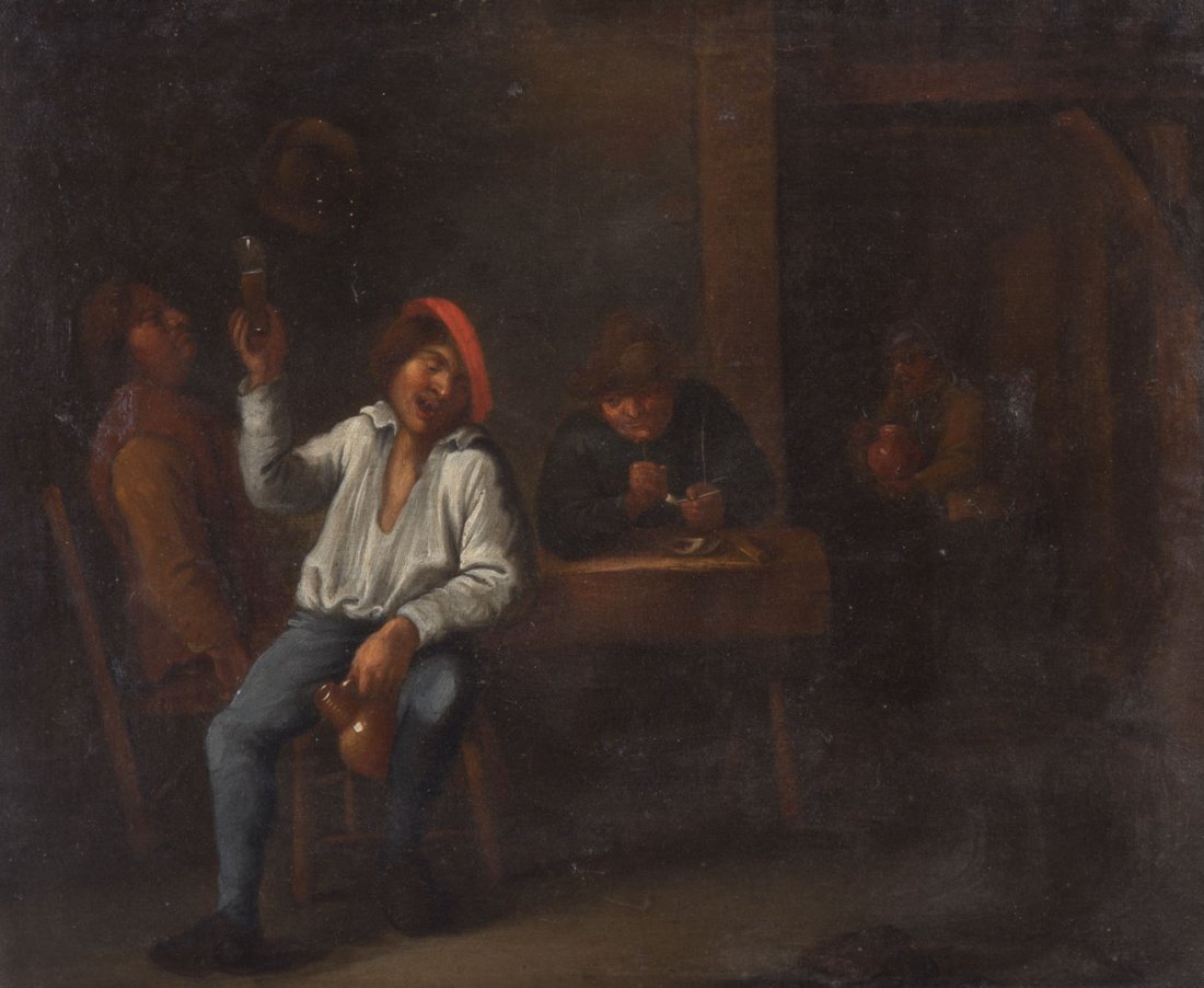 Dutch School, early 19th c. Tavern Scene, oil (1 of 4)