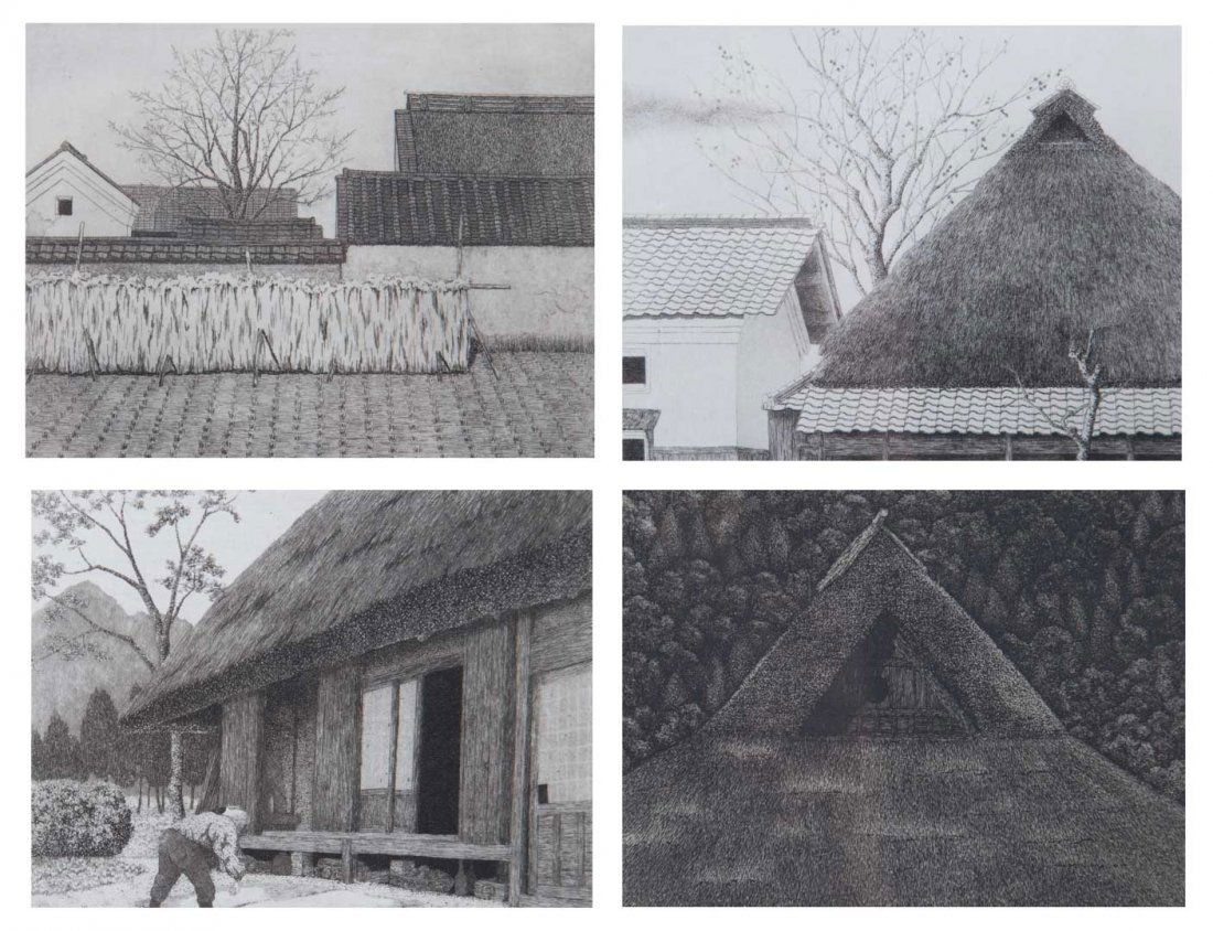 Ryohei Tanaka. Four framed etchings (1 of 8)