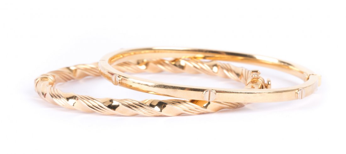 A Pair of Lady's 14K Gold Bangle Bracelets (1 of 5)