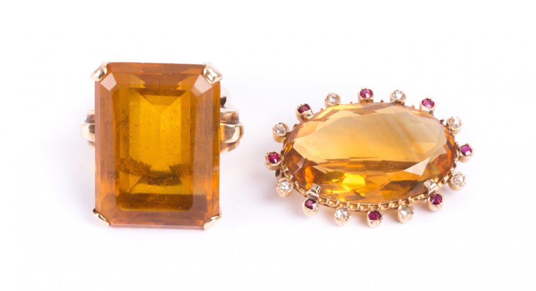 A Citrine Brooch and Ring in Gold (1 of 3)
