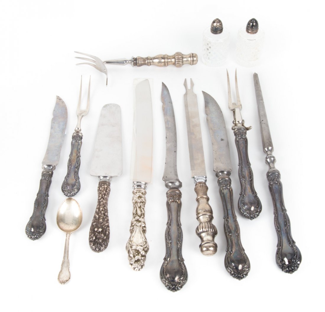 A Group of sterling handled carving sets (1 of 6)
